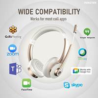 Casques sans fil Bluetooth 5.3 en gros avec microphone, double écouteur et base de charge pour centre d'appels et bureau