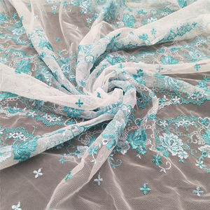 Tissu de dentelle de maille de fleur 120CM largeur dernier tissu de dentelle chimique de broderie florale décorative - Product Image 5