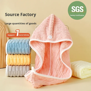 Serviette <span class=keywords><strong>de</strong></span> séchage pour cheveux en microfibre absorbante, serviette Baotou, personnalisable pour femmes, couleur unie, coton, séchage rapide - Product Image 1