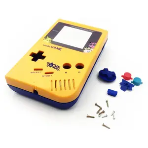 DIY GB Housing Case Top/Bottom Shells Full Set Replacement for Gameboy Classic Yellow & Blue PKM Cover + Screen/Buttons/Screws