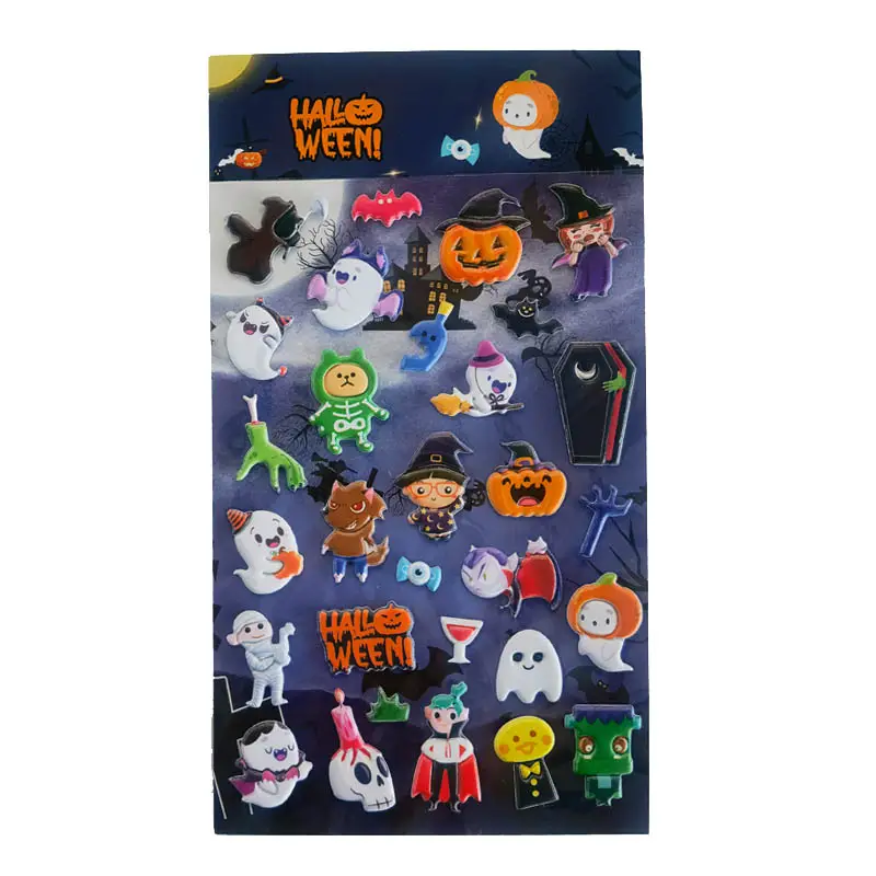 Factory Direct Sales Halloween Gift Cute Decoration Cartoon 3D Puffy Stickers For Kids