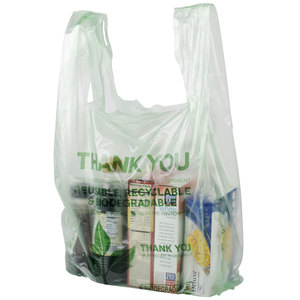 ถุงเสื้อยืดพลาสติกแบบย่อยสลายได้เองพร้อมโลโก้สำหรับซูเปอร์มาร์เก็ต - Product Image 6