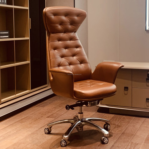 Silla de cuero genuino PU moderna de lujo al por mayor de fábrica OEM silla de oficina ejecutiva giratoria reversible ajustable - Product Image 1