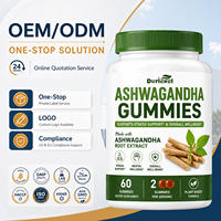 Gummies d'ashwagandha à faible teneur en sucre 300mg quotidiennement Adaptogène Calme et concentration Halal ISO HACCP COA Sachet Faible MOQ Prêt à expédier OEM Marque privée