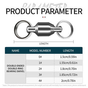 Connecteurs d'hameçons à anneau <span class=keywords><strong>fendu</strong></span> en acier inoxydable de pêche pivotante à roulement à billes haute résistance pour l'eau salée - Product Image 6