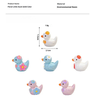Figurines de canards en caoutchouc fleuris, ornements miniatures pour diorama et décoration de jardin féerique