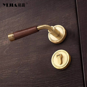 YIJIA French Style Lever Door Lock Walnut Wood Brass Bedroom Door Handle Magnetic Silent Smooth Unlocking - Product Image 4