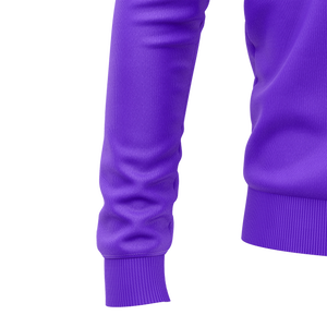 Sudadera Personalizada para Hombre con Cierre de Cremallera en la Cintura, Color Morado, con Logotipo Estampado con Puntos Negros, Manga Larga, Ropa Deportiva, Top de Entrenamiento - Product Image 3