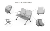 Chaise de banc en acier LEADCOM L-W01, chaises d'hôpital pour patients, chaise de salle d'attente, chaise à assise en arceau, usage commercial