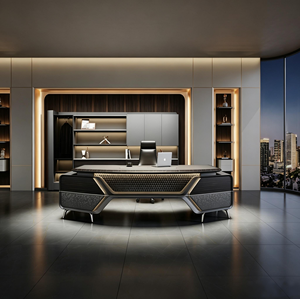 Scrivania Direzionale di Lusso in Legno Massello, <span class=keywords><strong>Design</strong></span> Moderno e Durevole con Stoccaggio Modulare e Funzionalità Multiple, Scrivania per CEO - Product Image 2