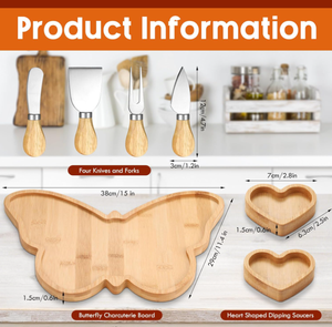Thiết kế độc đáo gỗ bướm charcuterie bảng thiết lập lớn tre bướm Platter và dao đặt cho Nhà Bên - Product Image 3