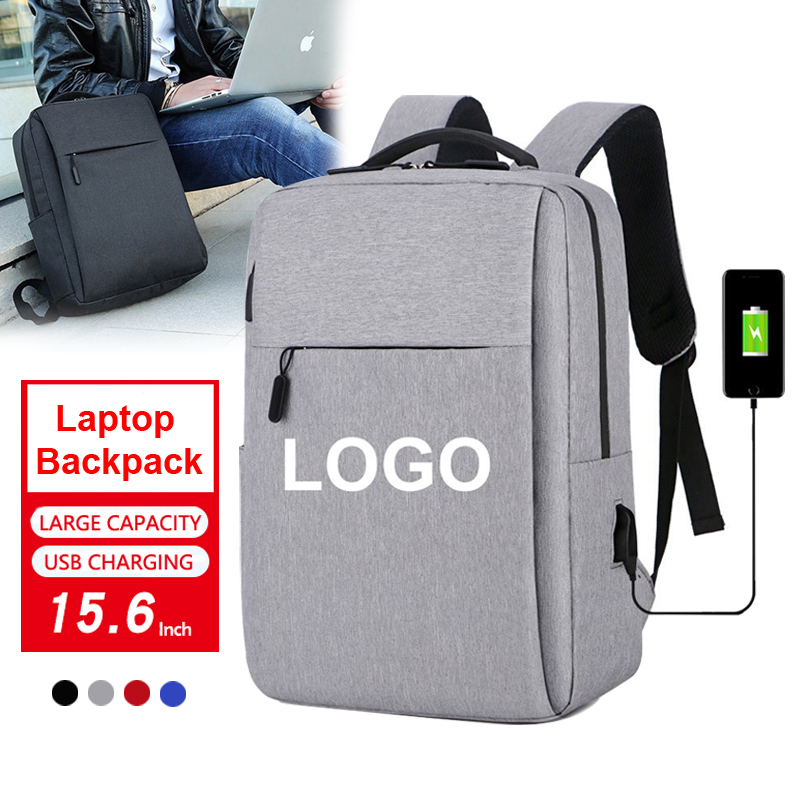 Mochila de viagem impermeável com logotipo personalizado, mochila masculina impermeável com bolsa para laptop com carregamento usb