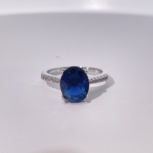 Anillo de Cóctel Tianyu Gems con Circonita Azul Chapado en Cobre Vintage, Joyería Retro de Moda para Mujer - Product Image 1