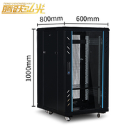 Armoire de serveur à profondeur étendue 1000 mm avec porte verrouillable en verre trempé et roulettes pour serveur de communication