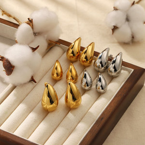 Pendientes Pequeños de Gota en Forma de Lágrima, Hipoalergénicos, Chapados en Oro de 14k y 18k, de Acero Inoxidable 316L, para Mujer - Product Image 2