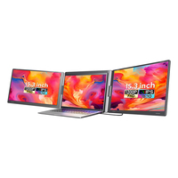 Extenseur d'écran triple pour ordinateur portable, moniteur IPS portable de 15,3 pouces, un seul câble pour 2 écrans, pour le bureau, les entreprises, Windows, MacBook