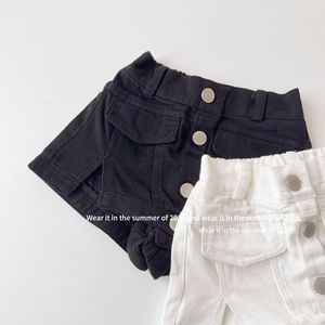 Pantaloncini Estivi per <span class=keywords><strong>Bambina</strong></span> 2026, <span class=keywords><strong>Shorts</strong></span> con Bottoni <span class=keywords><strong>Bianchi</strong></span> e Neri per Bambine e Ragazze - Product Image 3