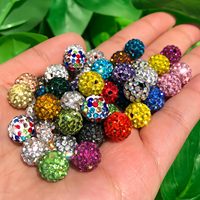 100 perles rondes en céramique de 10 mm avec strass pour la fabrication de bijoux, colliers de baseball, bracelets DIY et artisanat (blanc mélangé)