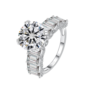 Luxury 3 Row 2 3 Carat Brilliant Cut Moissanite Prong <b>Set</b> Engagement <b>Ring</b> 925 <b>Sterling</b> <b>Silver</b> Rhodium Plated GRA Certified Men's - Product Image 1
