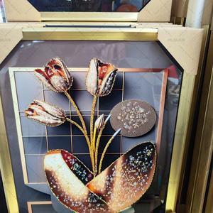 Impressions HD Décoration d'intérieur Affiches abstraites dorées Fleurs Feuilles Art mural Toiles modulaires Peintures sur porcelaine cristalline - Product Image 3