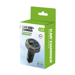 Adaptateur de voiture 30W PD QC3.0, émetteur FM, plug and play, lumière 7 couleurs, adaptateur radio FM, puce 5.3, charge <span class=keywords><strong>rapide</strong></span>, <span class=keywords><strong>convertisseur</strong></span> radio musical - Product Image 3