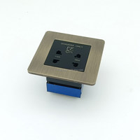 Prise murale en bronze, 4 broches, 110V-240V, interrupteur rétro en acier inoxydable, finition bronze vieilli brossé