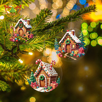 Nouvelles Breloques Décoratives de Noël de Haute Qualité en Forme de Maison en Pain d'Épices, Boules Rondes en Acrylique de 8 cm, Pendentifs Festifs Européens pour Fêtes
