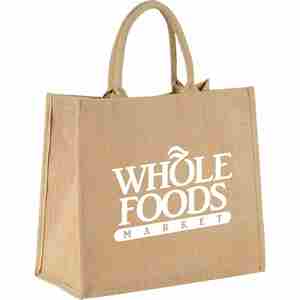 Bolsa de yute ecológica reutilizable de comestibles orgánica serigrafiada personalizada con logotipo personalizado estilo de letra de arpillera reciclable - Product Image 2