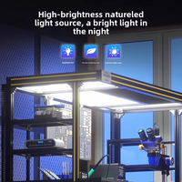 Banc de travail modulaire en alliage d'aluminium noir pour réparation de téléphones portables avec éclairage LED haute luminosité