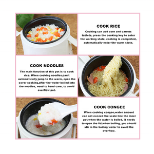 Nồi cơm điện cầm tay <span class=keywords><strong>mini</strong></span> đa chức năng 0,8L cho 1-2 cá nhân sử dụng <span class=keywords><strong>Mini</strong></span> bột yến mạch nhiệt nhanh màu hồng Xanh trắng đen tùy chọn - Product Image 5