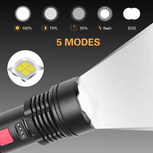 P50 ไฟฉาย LED แบบชาร์จไฟได้ ปรับความสว่างได้ ไฟฉายตั้งแคมป์กลางแจ้ง อลูมิเนียมอัลลอยด์ ใช้งานได้นาน ชาร์จ USB - Product Image 3