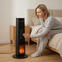 Chauffage d'appoint portable 2000W PTC, ventilateur électrique économe en énergie, radiateur tour en céramique avec effet flamme