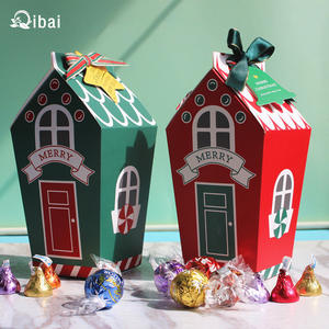 QIbai New Christmas Cookie Box Candy House y Nougat Snowflake Box con relieve y laminación mate para regalos de vacaciones - Product Image 1