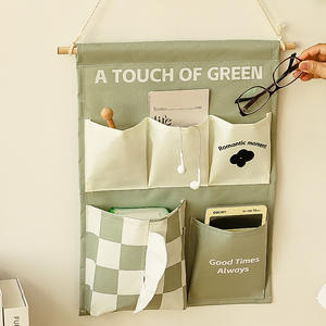 Bolsa de almacenamiento de pared de algodón, rectangular, sin perforaciones, gran capacidad para llaves, teléfono, artículos diversos, montaje en puerta de dormitorio - Product Image 1