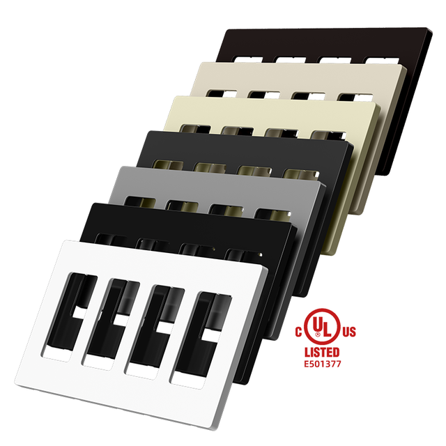 Yineng 4 Gang Glossy Matte Screwless Wallplates 1-4 Gang Wall Switch Plates Outlet Cover Modern Decorator USA Plates UL Listed