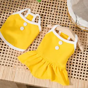 Wholesale ins yellow pink color girl vest dog dress apparel for small pet dog