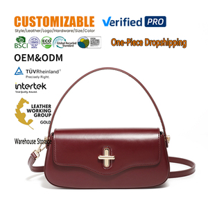 Bolso de Hombro de Lujo para Mujer, en Cuero Genuino Color Vino Tinto, Diseño de Alta Gama 2026, para Viajes Diarios, Venta al Por Mayor, Logotipo Personalizado, Fabricación OEM - Product Image 1