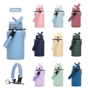 New 650ml Stainless Steel Insulated <b>Cup</b> <b>with</b> Braided Rope <b>Straw</b> <b>Water</b> <b>Cup</b>, Outdoor Sports Insulated Kettle - Product Image 1