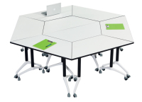 Table de formation modulaire pliable en bois et acier, bureau rabattable pour le bureau et les projets scolaires