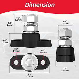 DaierTek M10 Single Stud Battery Junction <span class=keywords><strong>Post</strong></span> 250A Power Terminal <span class=keywords><strong>Block</strong></span> 48V DC 150 Amp Bus Bar para automóviles Barcos Energía solar - Product Image 2