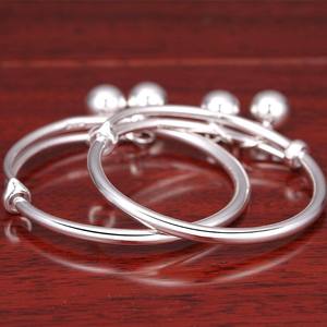 Nuevas Tobilleras de Plata de Ley 999 Hechas a Mano para Bebés y Pulsera China Grabada para Bebés con Dije de Campana - Product Image 3