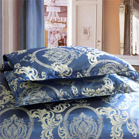 Parure de lit double en jacquard doré de style baroque européen avec housse de couette et taie d'oreiller pour lit queen size
