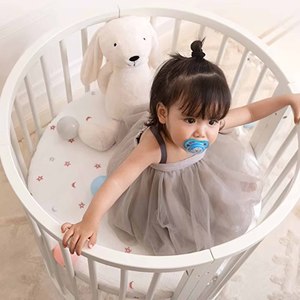 Juego de cama de cuna de bebé ovalada convertible multifuncional, diseño moderno, cama redonda de madera maciza para guardería para niños, dormitorio, sala de estar - Product Image 4