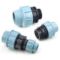 Pabrik kualitas tinggi potongan irigasi langsung biru fitting pipa kompresi Hdpe rumah kaca 160mm siku soket Tee konektor