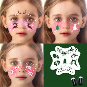 Pochoirs d'impression à tirage rapide lavables de vacances de Noël Outils de maquillage temporaires d'art corporel pour la peinture du visage et du corps - Product Image 4