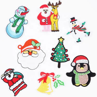 Écussons brodés de Noël en gros, étiquettes personnalisées thermocollantes pour vêtements, appliques brodées