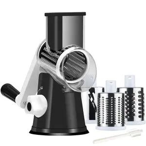 Manual Kitchen Grater Vegetable Slicer With 3 Drum Blades Rotary Cheese Grater With Handle Round Slicer Nuts Grinder