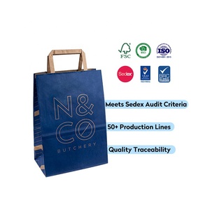Bolsa de Papel Personalizable al por Mayor con su Propio Logotipo, Bolsa de Papel Kraft Blanca o Marrón con Asas para Compras, Impresa Personalizada - Product Image 1