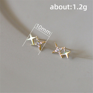 Minimal Star Stud Earrings Sparkling Four Point Design Women Fashion Jewelry Chic Daily Wear Gift - Product Image 3