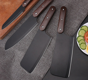 Ensemble de couteaux de cuisine noirs résistants à la rouille, petits couteaux à légumes/fruits/désossage/couteaux de chef en acier inoxydable, quatre pièces - Product Image 5